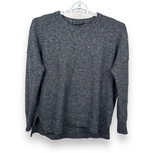 Athleta Perspective Wool Cashmere Sweater Size S Black Marl Crewneck 83794 - Picture 1 of 8
